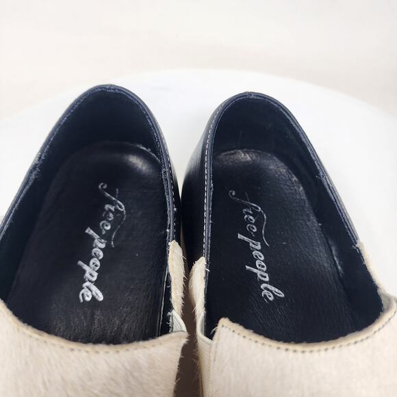 Free People Varsity Slip-on Sneaker Women EU38/US7.5 White Calf Hair Black Heel - Picture 9 of 13
